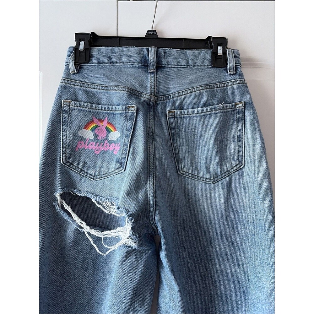 Playboy By PacSun Light Blue Back Slash Boyfriend Jeans sz 27